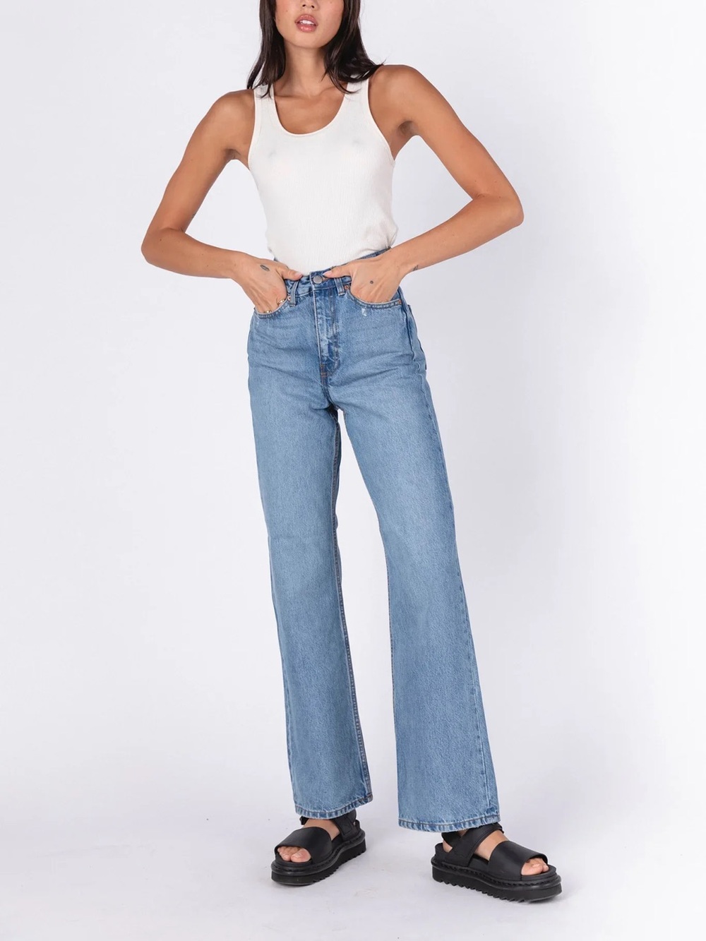 DR DENIM Echo Wide Leg Jeans in Blue Jay Size 29